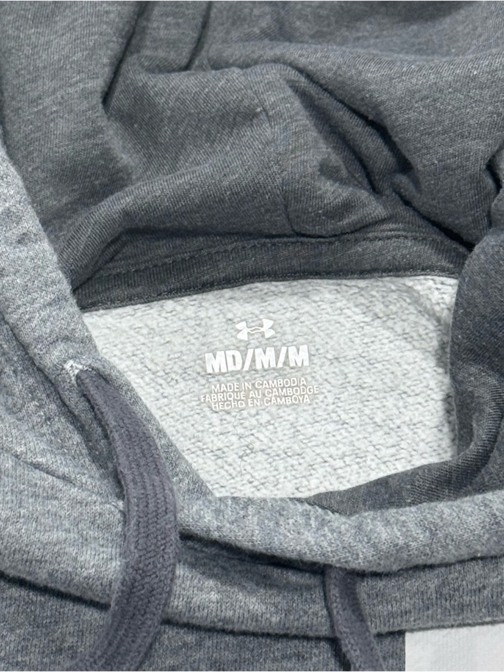 Under Armour Men's Gray Pullover Hoodie with White Logo Size M - Picture 4 of 7